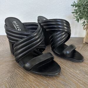 OFFICE London Black Quilted Padded Mule Heels Chunky Block Size EU‎ 40 US 9/9.5